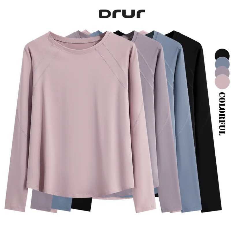 DRUR Women Long Sleeve Yoga Shirt Quick Dry Breathable Workout Top O-Neck Lightweight Pilates Running Tee Activewear Gym Clothes J251112