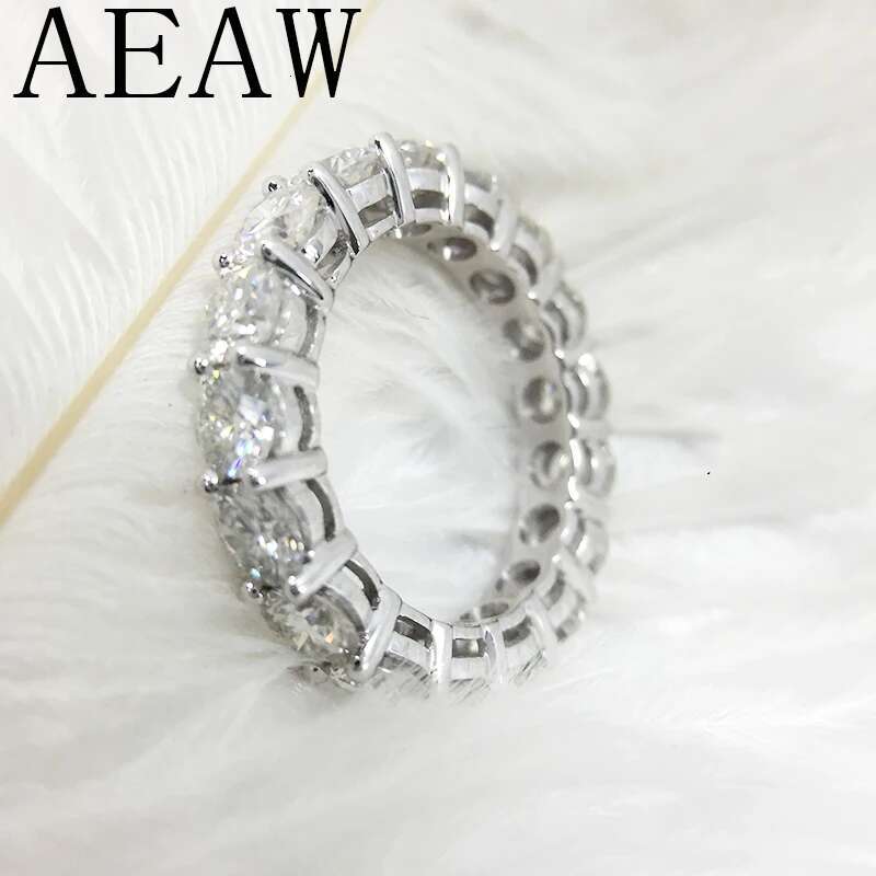 AEAW Solid Platinum 950 Luxury 4mm 5ctw D Color Engagement Ring Wedding Moissanite Full Enternity Diamond Band For Women