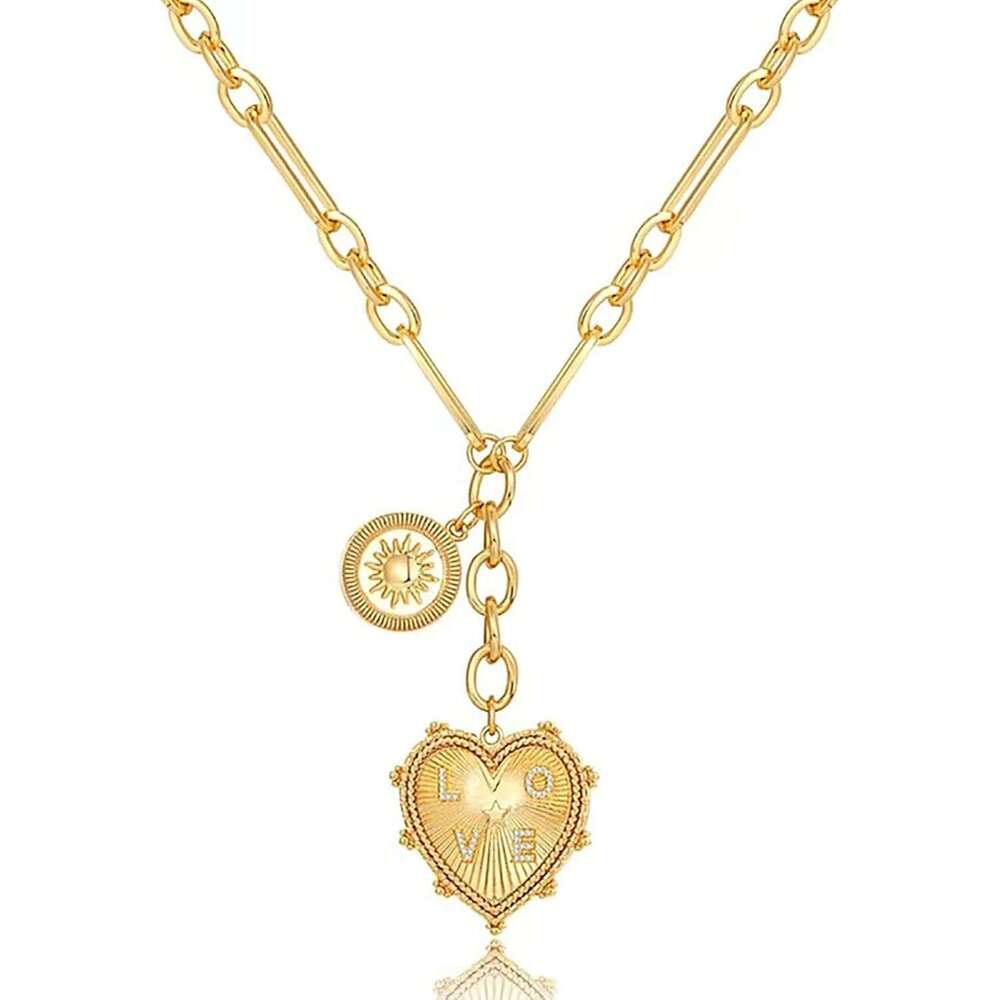 18K Gold Plated Coin Lion Head Pendant Chunky Paperclip Choker Necklace Gifts On Birthday Holidays For Women