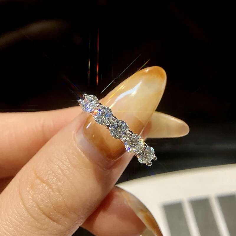 GRA Real 1.5CT Eternity Band Moissanite Rings for Women Gift 925 Sterling Silver Brilliant Diamond Wedding Luxury Fine Jewelry