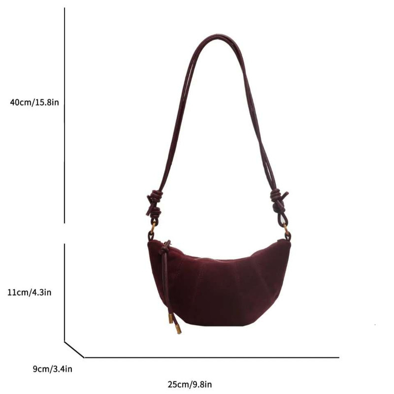 Veet Material Zipper 2025 High Quality Shoulder Crossbody Solid Color Simple Soft Western Style Handbag Retro Small Bag