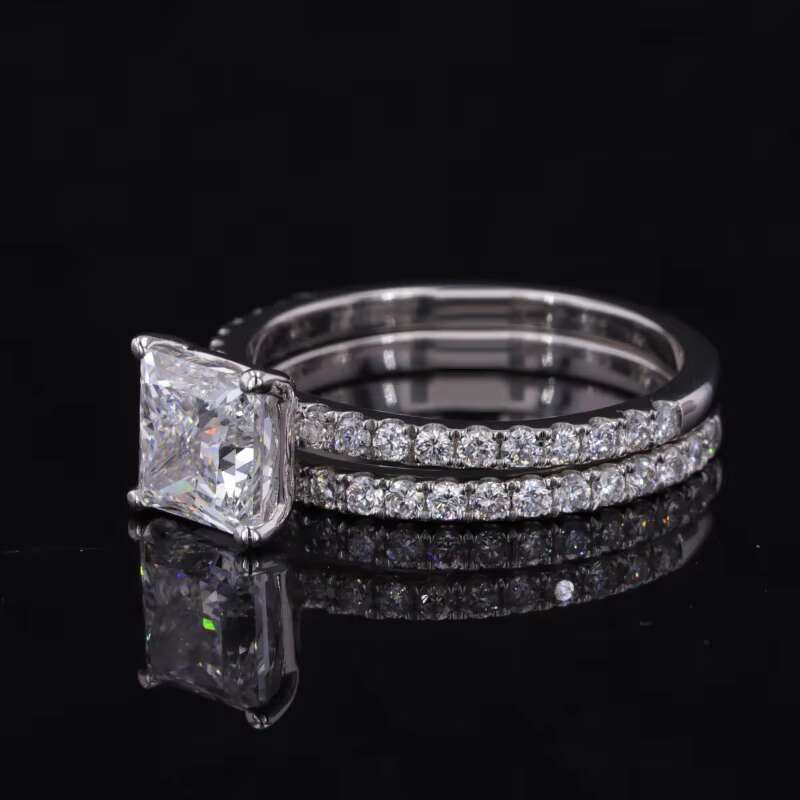 Starsgem Moissanite Stone 14k 9k Solid Gold Ring Moissanite Princess Cut Invisible Set of Ring