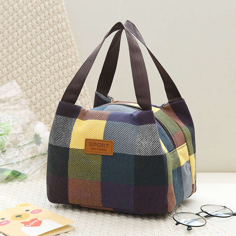 Canvas bento thickened waterproof handle mesh cloth hand-held small lunch box casual bag, women's bag