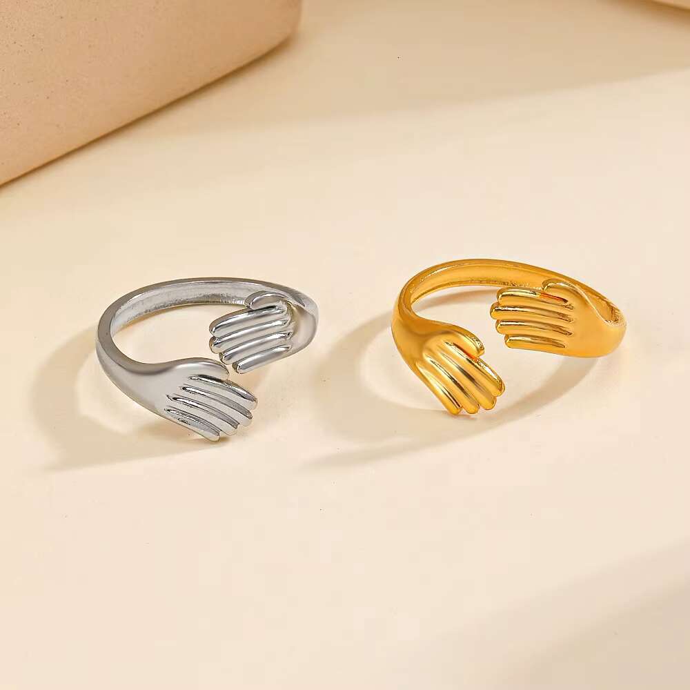 Trendy Hip Hop Stainless Steel Jewelry Personalized Jewelry Titanium Steel Hug Eternity Band Ring