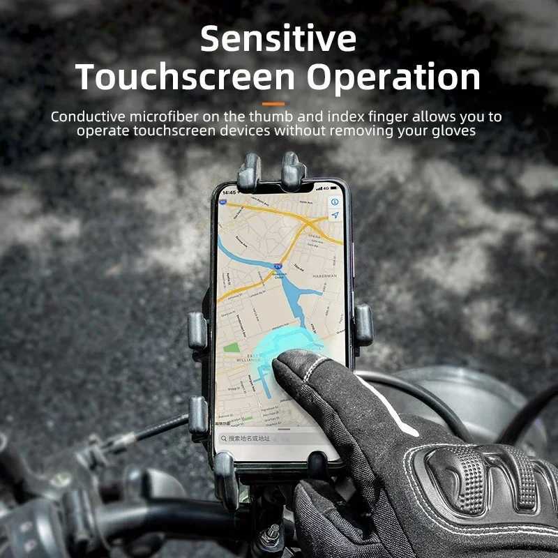ROCKBROS Winter Gloves PU Leather Non-slip Ski Gloves Motorcycle Hiking Cycling Full Fingers Touch Screen TPU Protection GlovesC250412