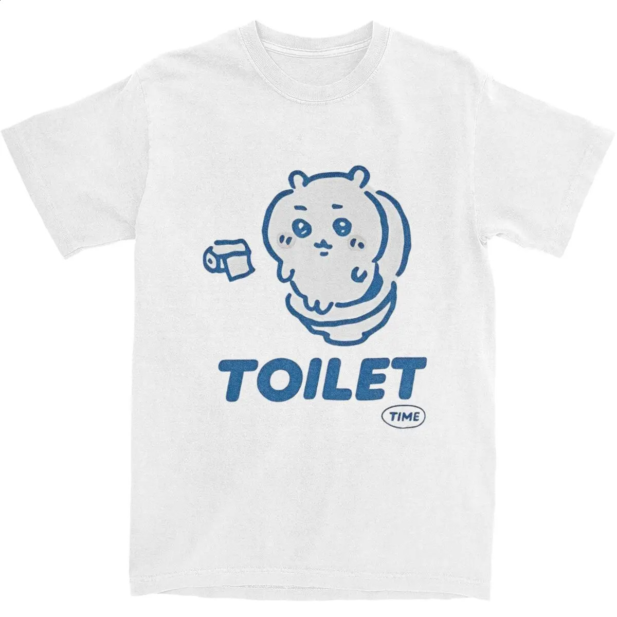 Chiikawa Toilet Time Tshirt Mens Aesthetic Pure Cotton Summer Comfortable Customized Oversized Top 250407