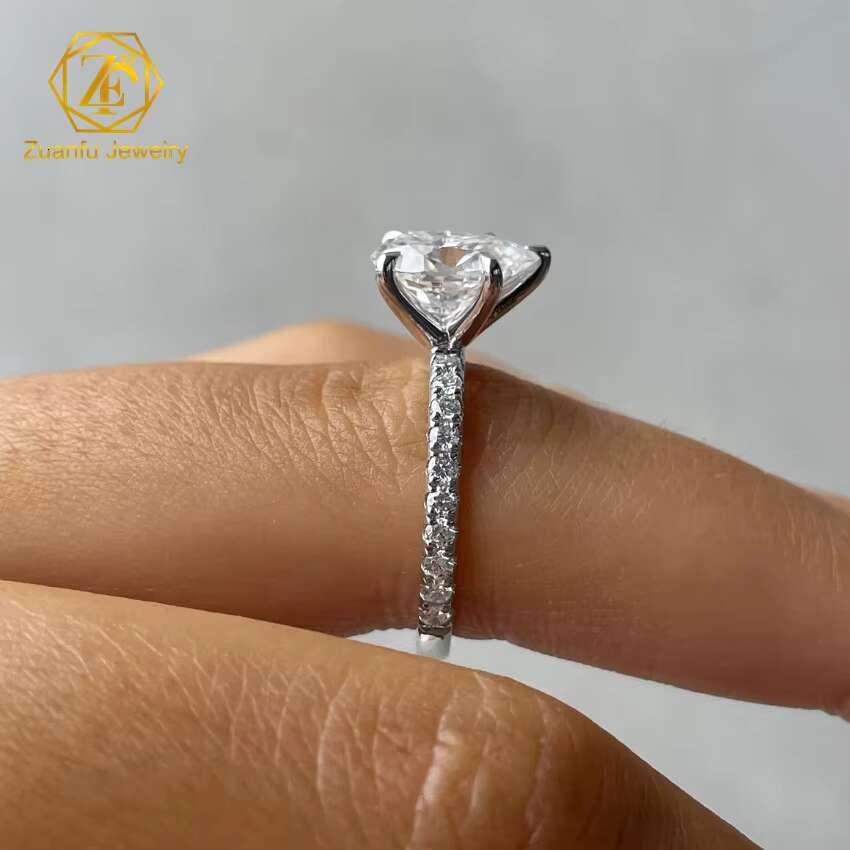 Trendy Jewelry 14K White Gold 3CT Pear Cut Halo Ring Band Moissanite Diamond Luxury Wedding Engagement Ring for Women