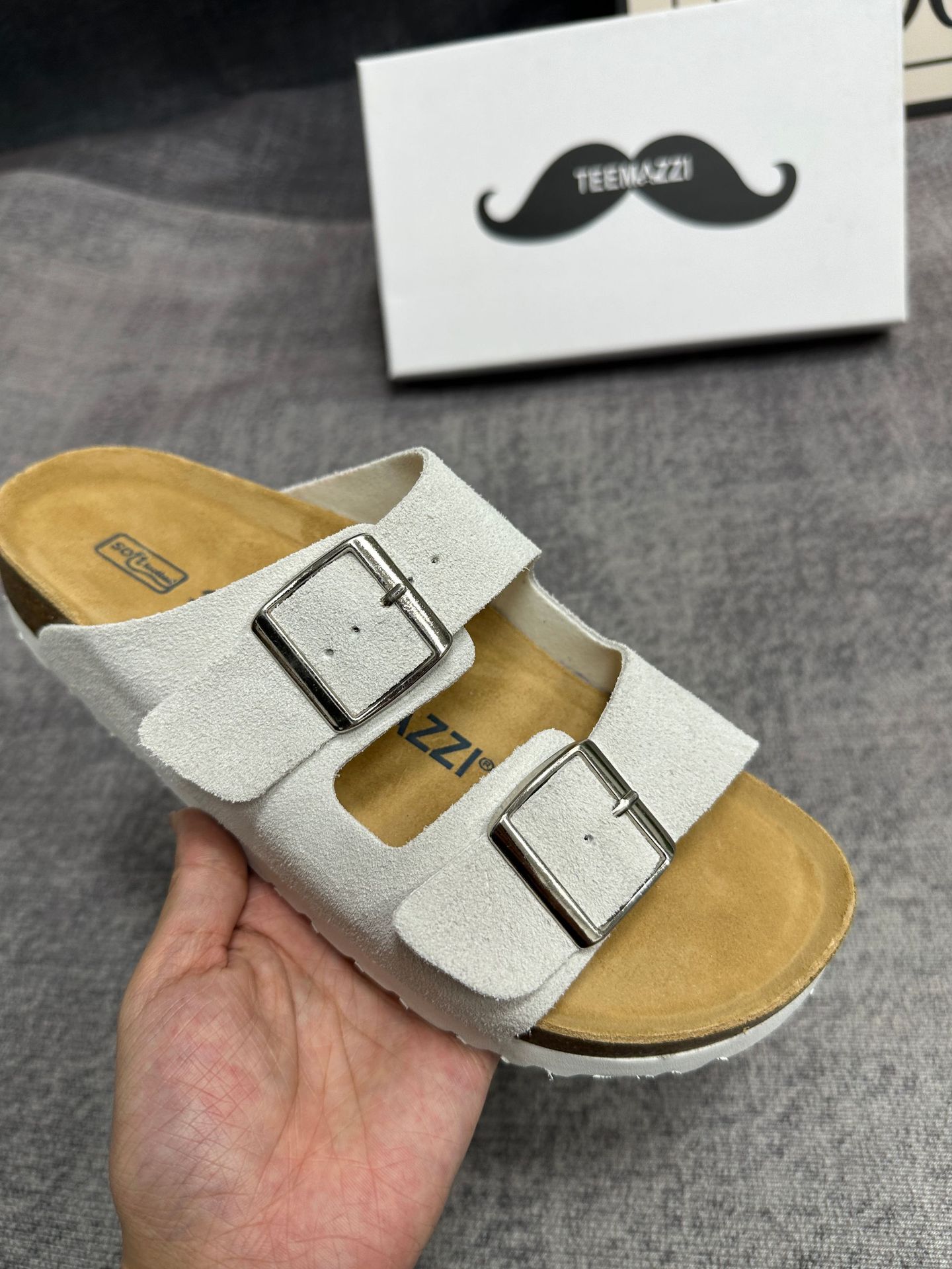 TEEMAZZI designer shoes hot genuine leather cork sole high quality casual shoes comfortable versatile fashion slippers for woman and men size 35-46 re