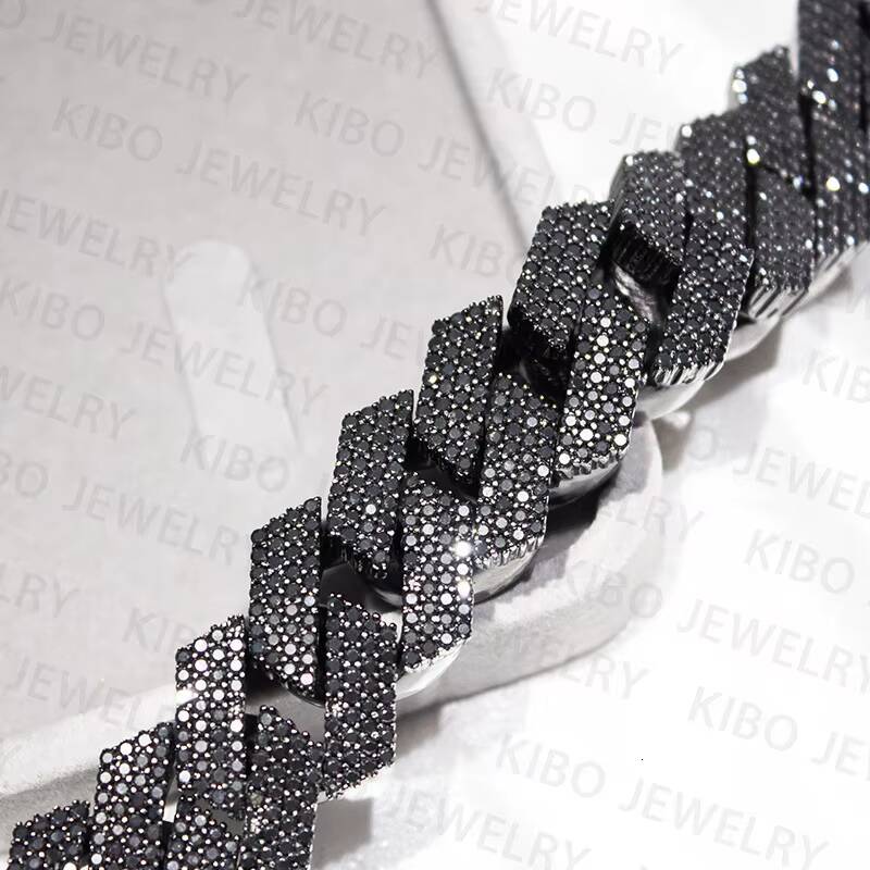 High Quality Black Gold Moissanite Hip Hop Jewelry 20mm Cuban Link Chain 925 Silver Iced Out Cuban Chain Necklace