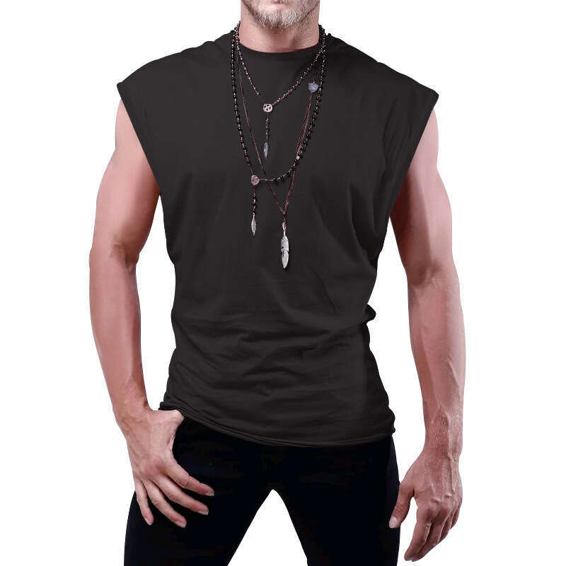 Amazon Cross-Border 2025 Men's Summer New Sleeveless T-Shirt Youth Loose Solid Color Thin Vest Tank Top for Men