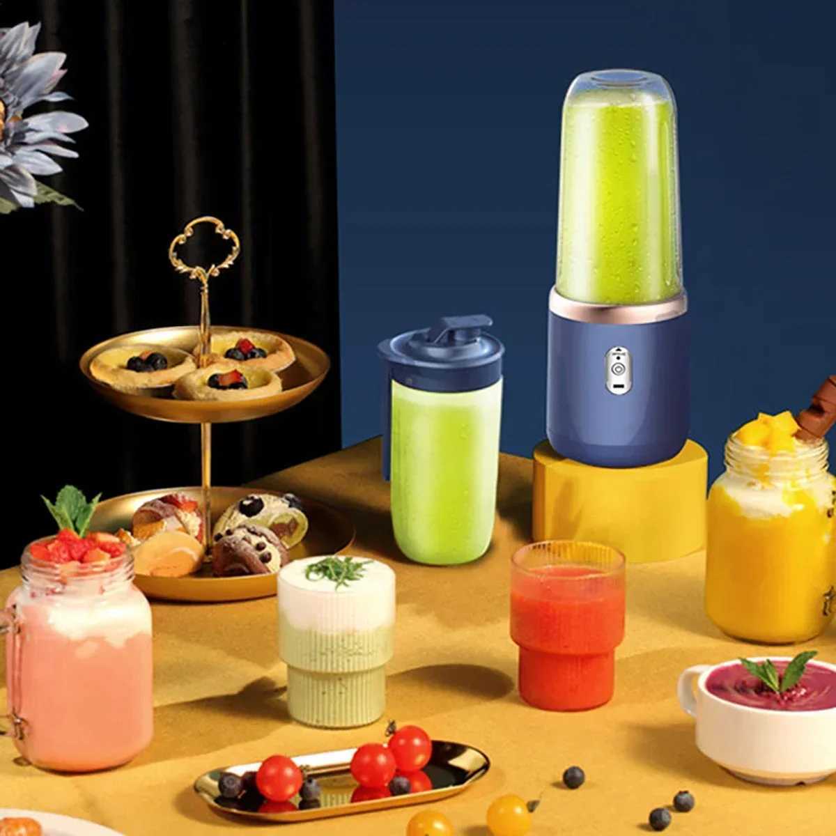 400ml Portable Mini Juicer Cup Multifunctional JuicerBaby Food Processor Home Portable Juicer with Dual Cups Lids C251113