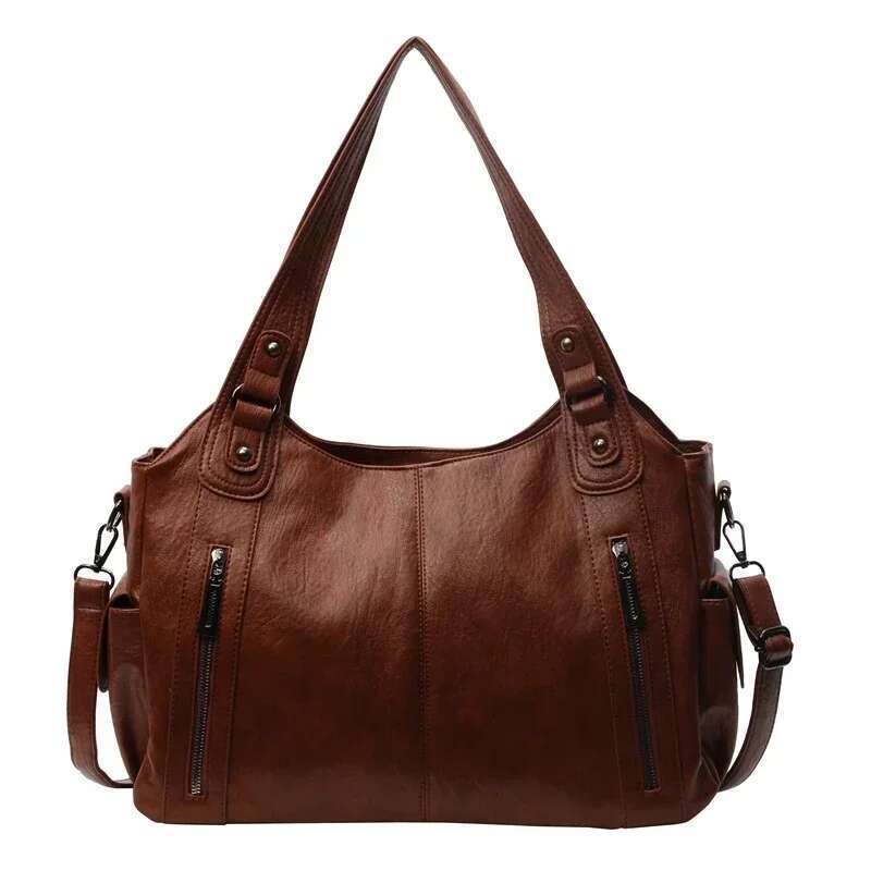 Zipper Contrast Color Shoulder Soft Inter Compartment 2025 High Quality Bag Pu Fashion Versatile Women's Handbag