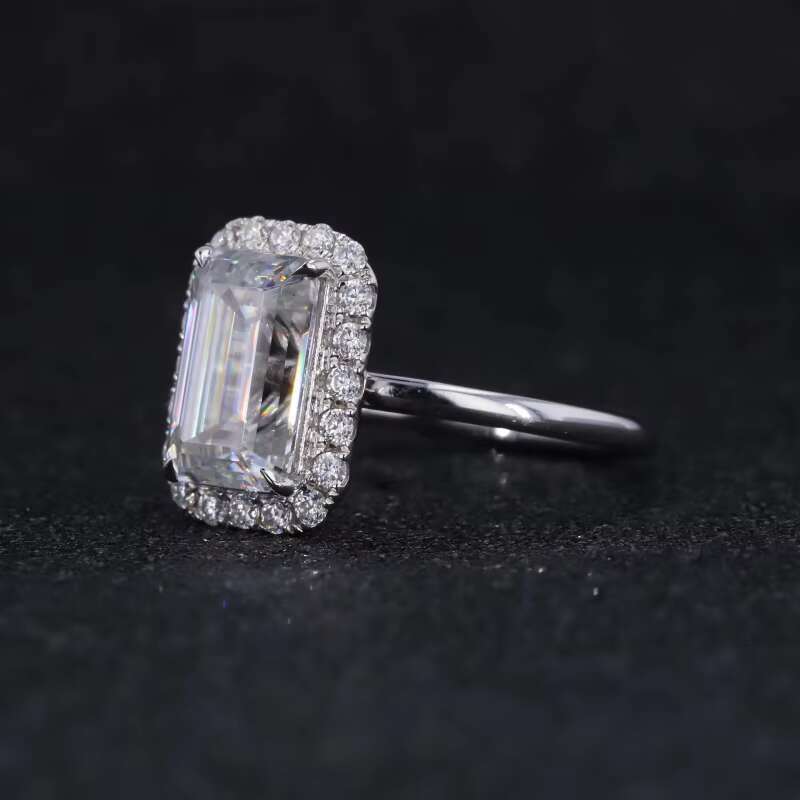 Starsgem Custom Jewelry 14k White Gold 10*6.5mm Emerald Cut Moissanite Ring