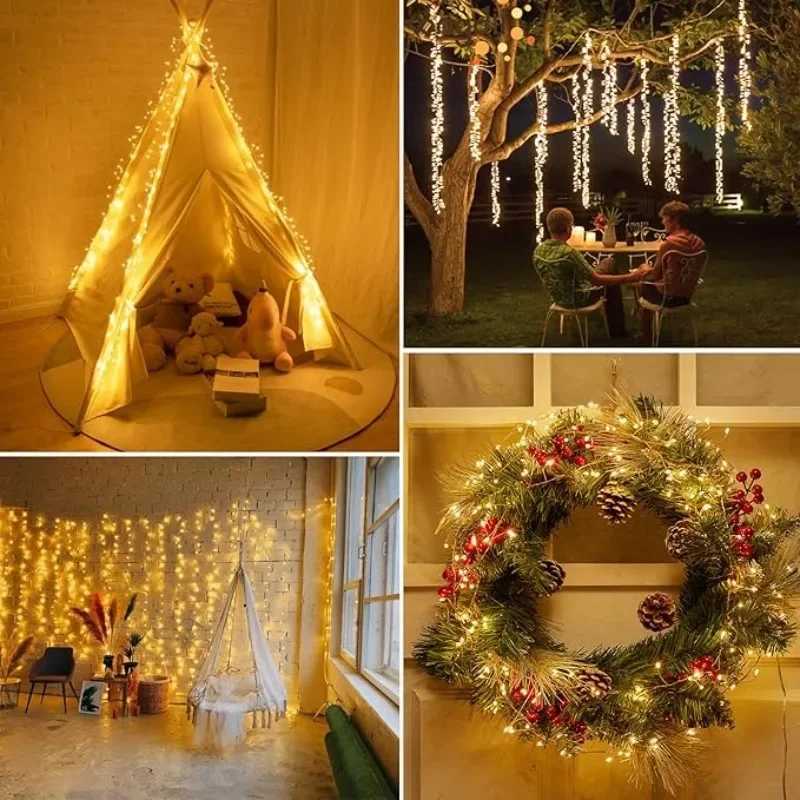 15/3/6M Remote Firecracker Twinkle Lights LED USB Silver Wire Cluster String Light Fairy Lights Party Wedding Christmas Decor M251113