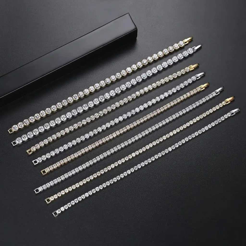Luxury Crystal Tennis Bracelet Hip Hop Bracelet for Men Homme Trendy Punk Zirconia Couple Chain on The Hand Streetwear JewelryC250411