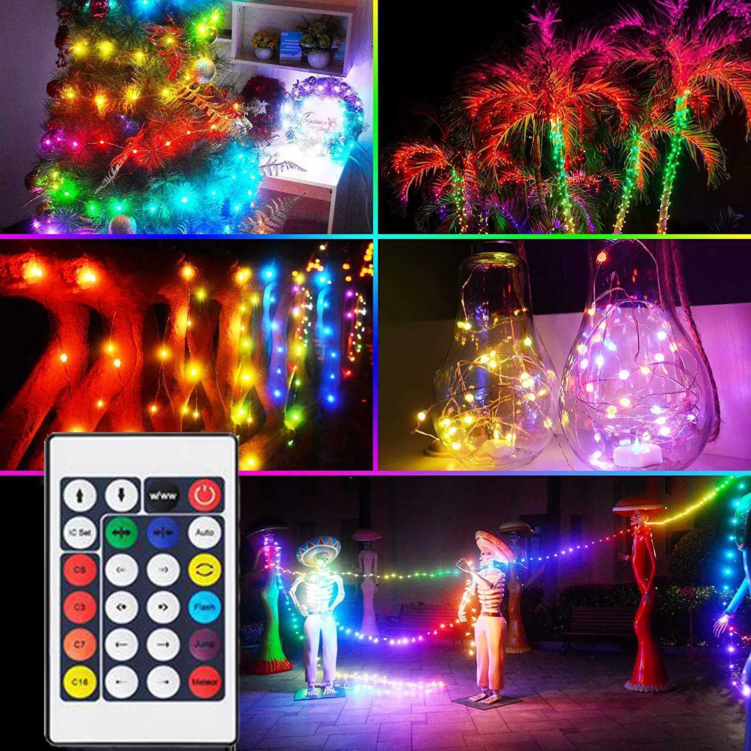 LED Fairy String Lights Waterproof DIY Color Changing Rainbow Christmas Lights for Wedding Party Decor Holiday Lighting W251112