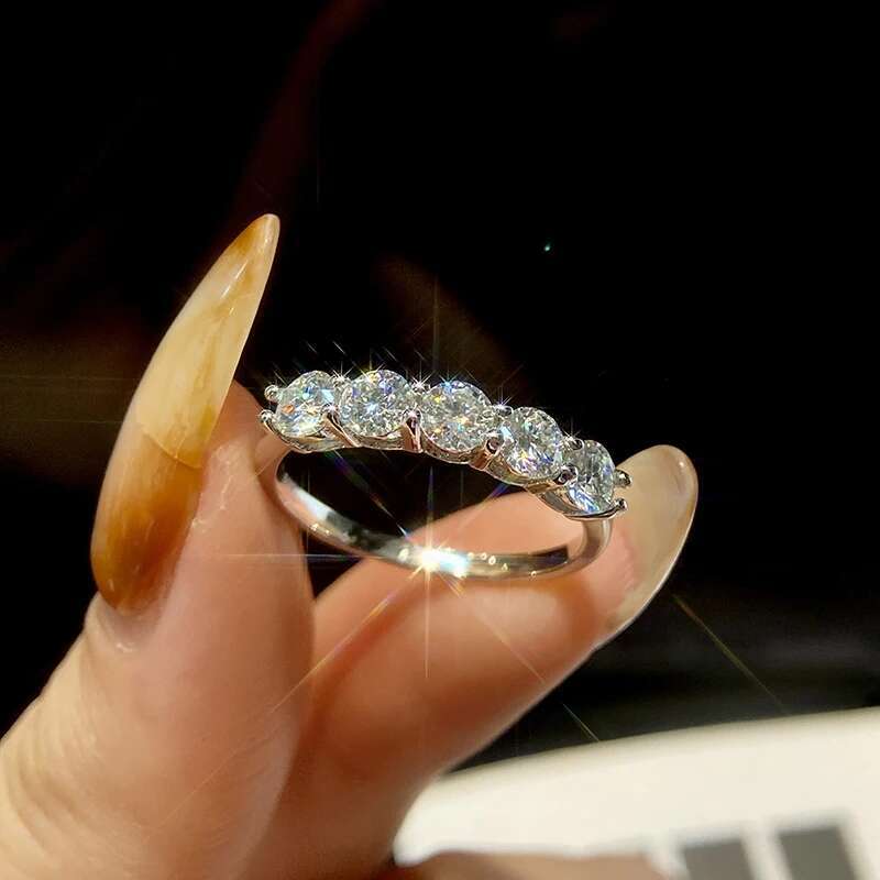 GRA Real 1.5CT Eternity Band Moissanite Rings for Women Gift 925 Sterling Silver Brilliant Diamond Wedding Luxury Fine Jewelry