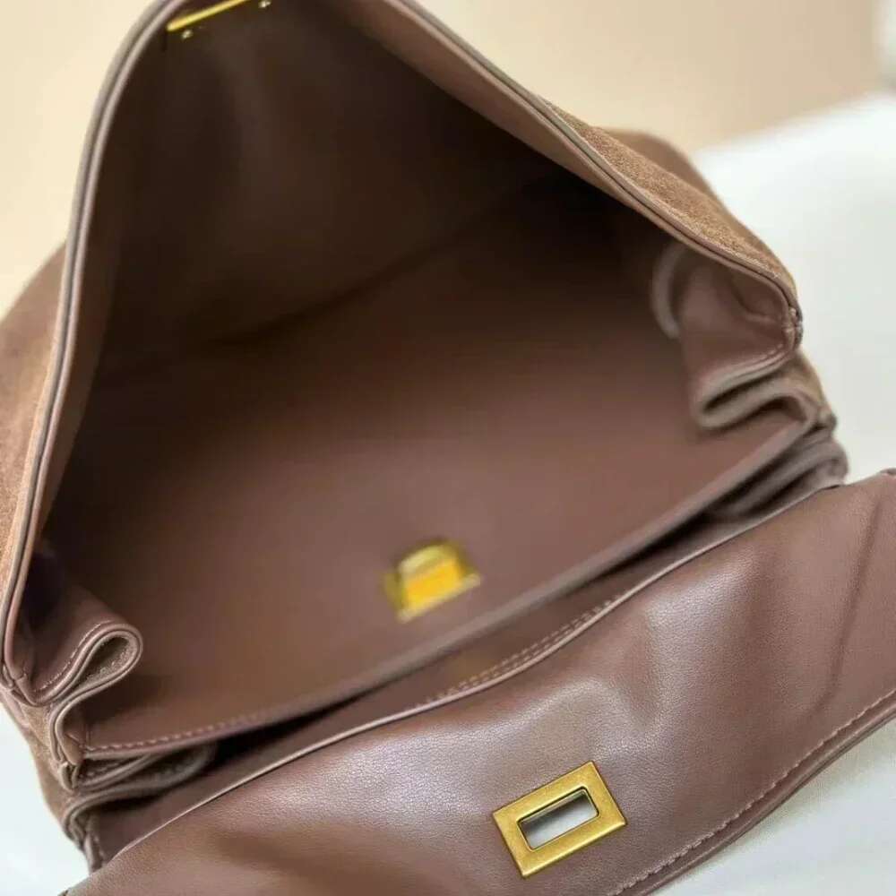 Motingsome Women Suede Leather Bag Gold Buckle Handbag And Purses Designer Bags Fashion Lady Trend Satchel 2024 New