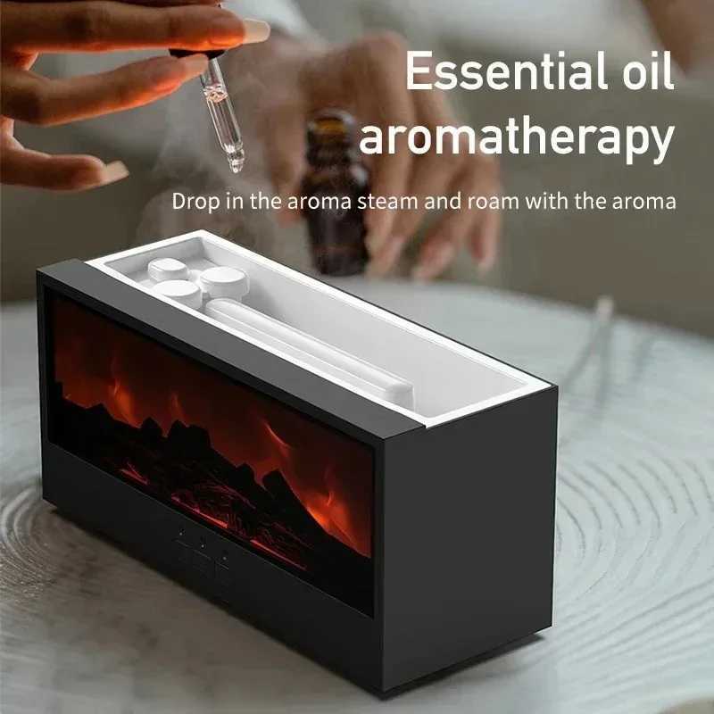 Simulated 3D flame aromatherapy machine essential oil humidifier color atmosphere lighting with remote control holiday gift Y251113