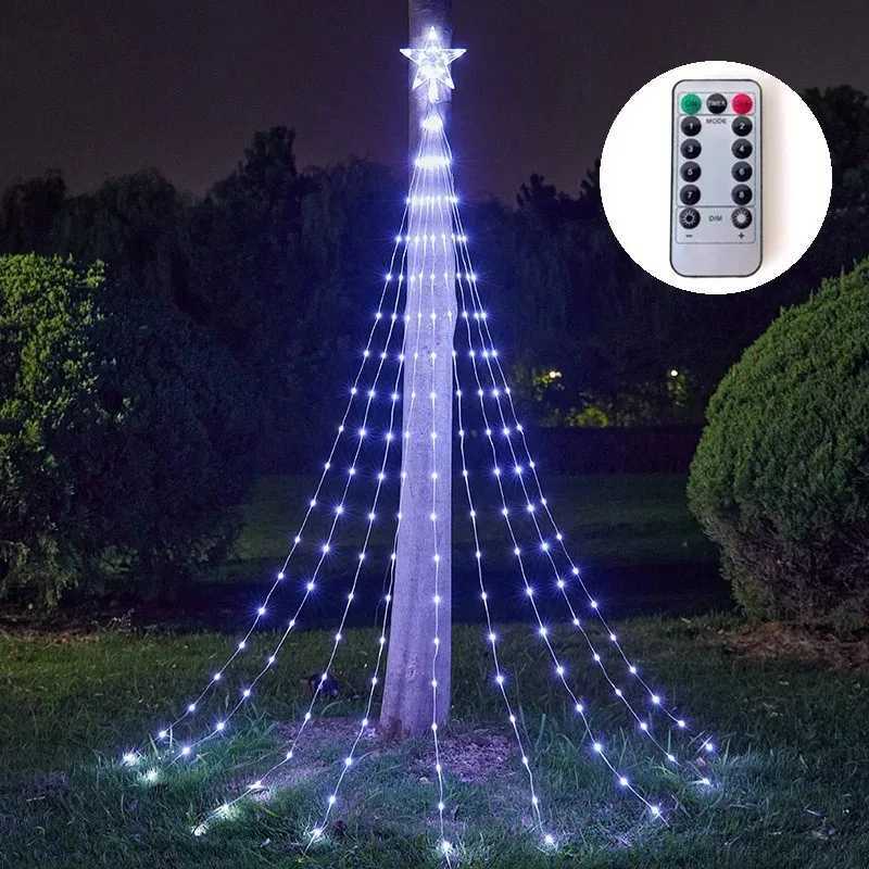 LED Christmas Tree Light String Waterfall Star Lights Outdoor Multicolor for Garden Yard Wedding Party Christmas Tree Top Decor M251113