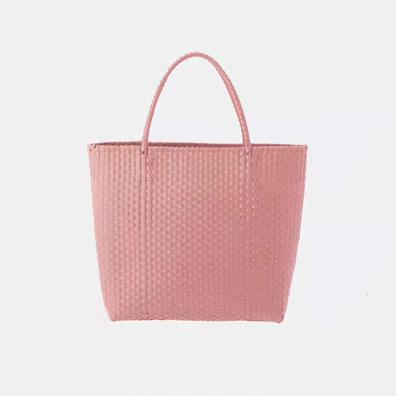 Summer straw vacation style shoulder tote bag, PVC vegetable basket, hand woven bag