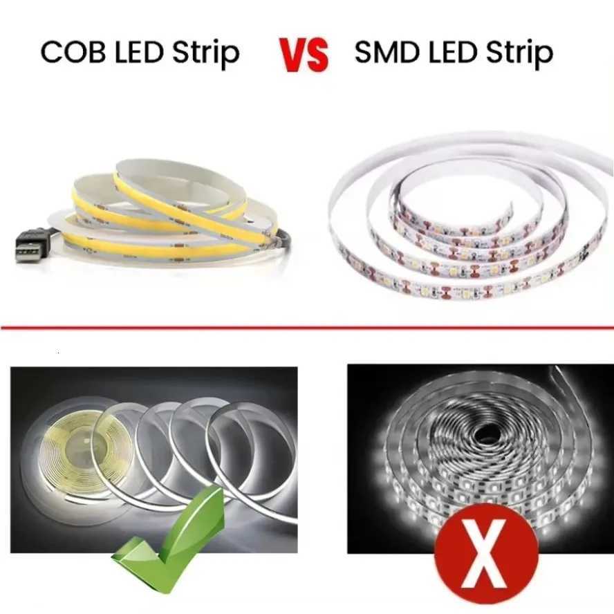 5V USB COB Lamp Strip 320LEDs/M White/Red/Pink/Ice Blue/Yellow Cabinet Light Lamp TV Backlight Flexible Ribbon Rope LED Strip W251112