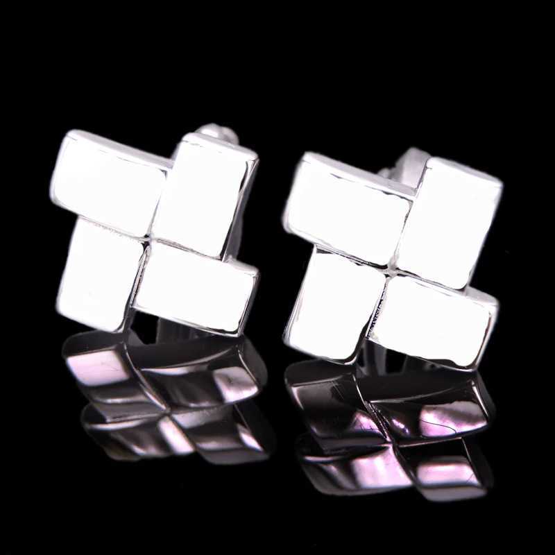 High quality hand polished laser metal cufflinks in gold silver black smooth textured cuffs French mens cufflinksT250412