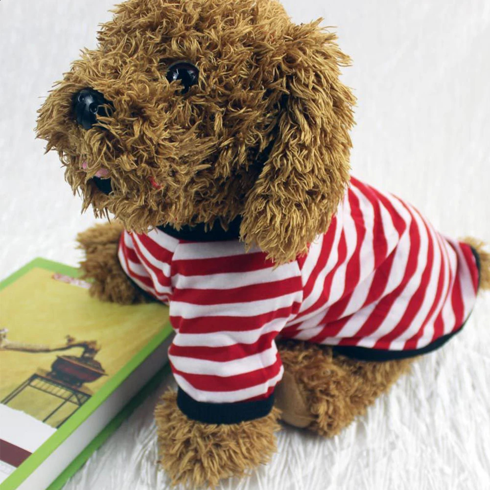 Stripe Summer Spring Dog T-shirt Soft Small Medium Dog Puppy Clothing Shirt Vest Printed Pet Dog Puppy Vest T-shirt Dog Cloth 250407