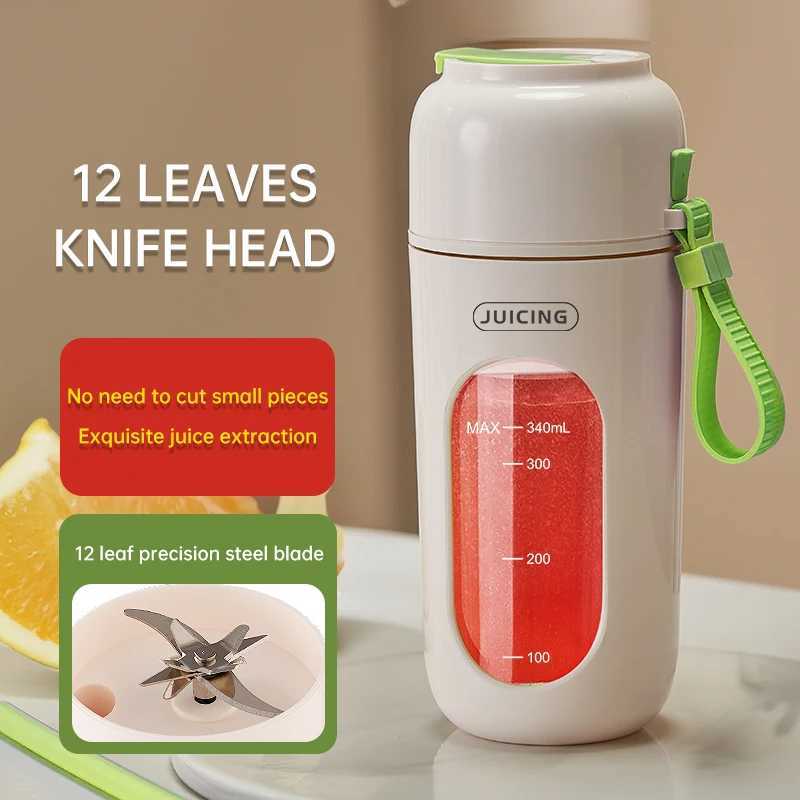 340ML Portable Blender Electric Juicer 12 Blades Fruit Mixers 2600mAh USB Rechargeable Smoothie Juicer Cup Squeezer Juice Maker C251113