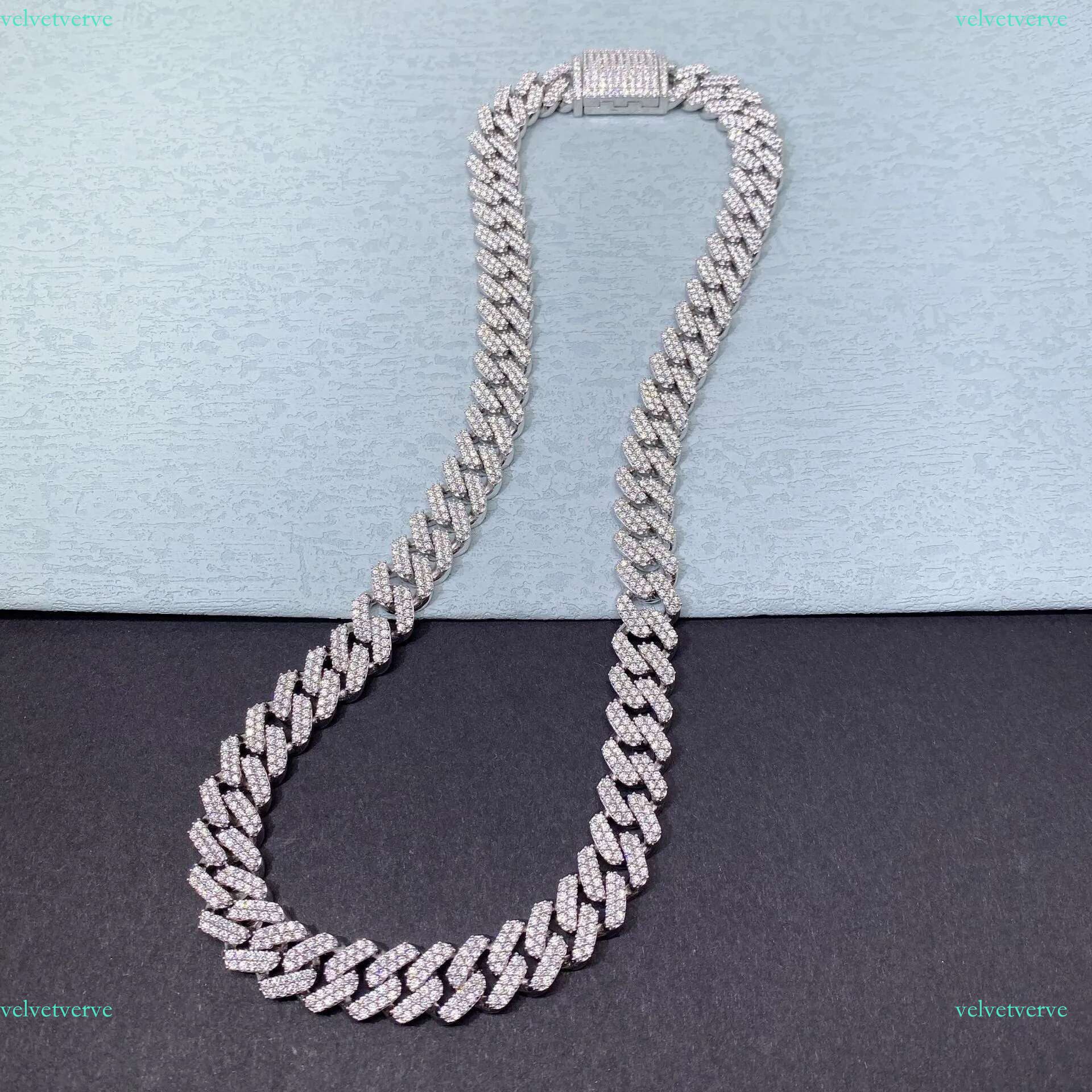 sterg sier 12MM moissanite men 2 row pass dia tester bracelet 14MM W CZ stone cuban k chain necklace personalize hip hop jewelry