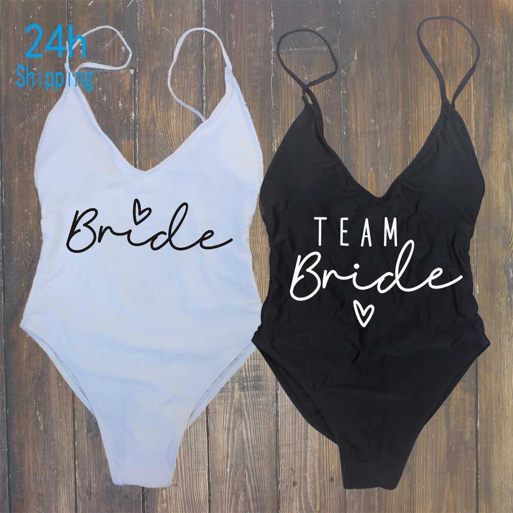 S-XL Padded Hen Party Swimsuit Team Bride Female One-Piece Bathing Suit Women Swimwear Bachelorette Party Monokini BeachwearW251113