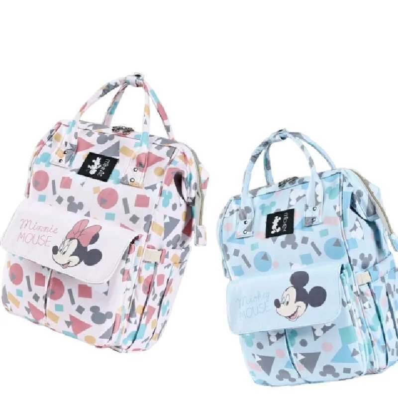 Disney Authentic Mom Bag Fashionable Multi functional Large Capacity Backpack Lightweight Waterproof Baby Cart Hanging BagXJ250412