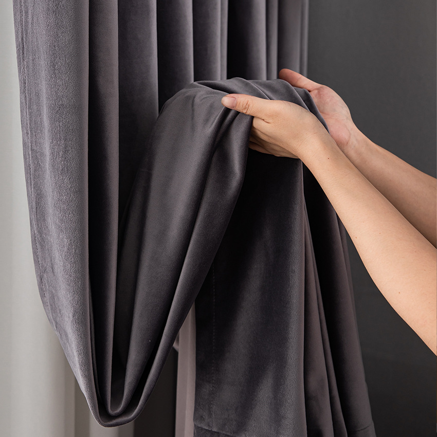 T0401 Velvet Curtains Blackout Solid Color Curtains for Living Room Bedroom Dining Custom Size Modem Thicken Nature Vertically Decor Curtain