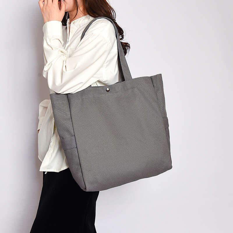 Canvas Korean version artistic solid color large capacity single shoulder tote for versatile work ins women's commuting bag