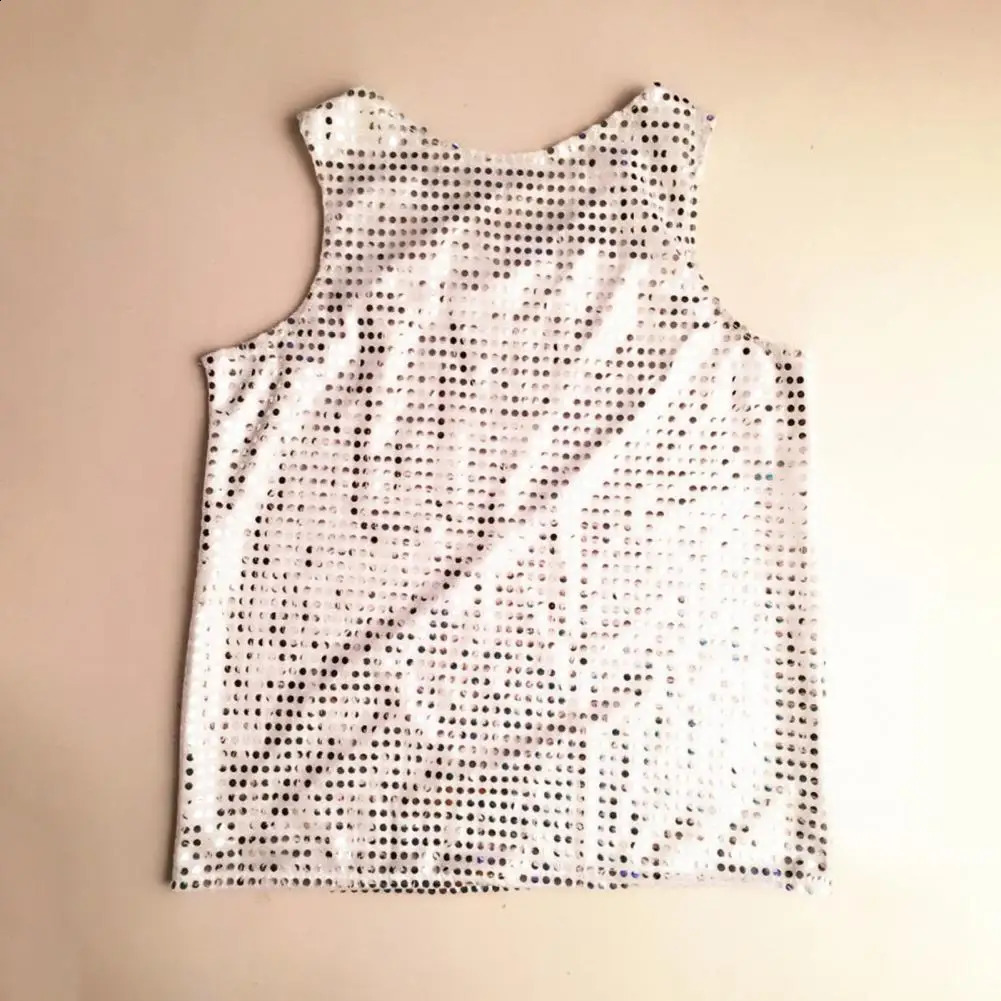 Stretch Performance Vest Dance Vest Sequin Shiny Sequin Patch Dance Vest for Men Women Attractive Stage Performance for Dancing 250407