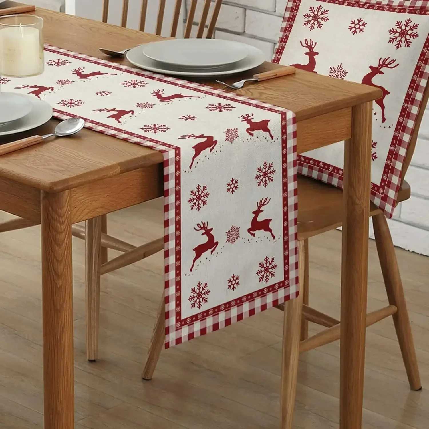Christmas Christmas Snowflake Table Printing Table Flag Indoor and Outdoor Table Decoration Christmas Party Decoration Festival Home Decor Y251113