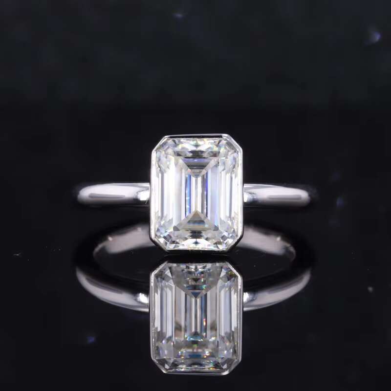 Synthetic Def 6x8mm 1.5carat Emerald Cut Loose Moissanite 10k White Gold Woman