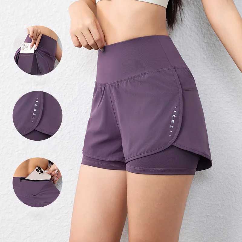 Quick drying womens running shorts elastic waist activity sports shorts with pocket yoga shorts Y250412