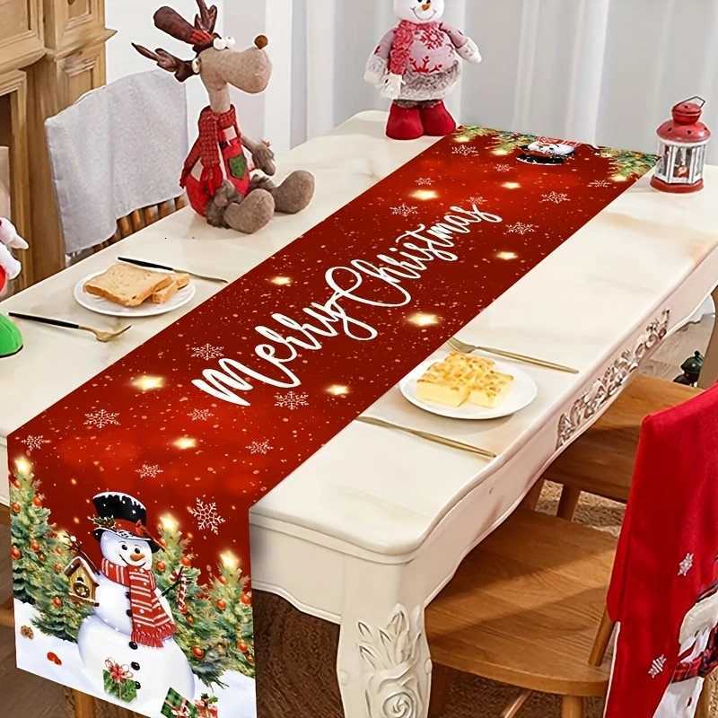 Christmas Christmas Table Runner Buffalo Plaid Snowflakes Print Table Cover Xmas Table Accessories Kitchen Home Party Decorations navidad Y251113