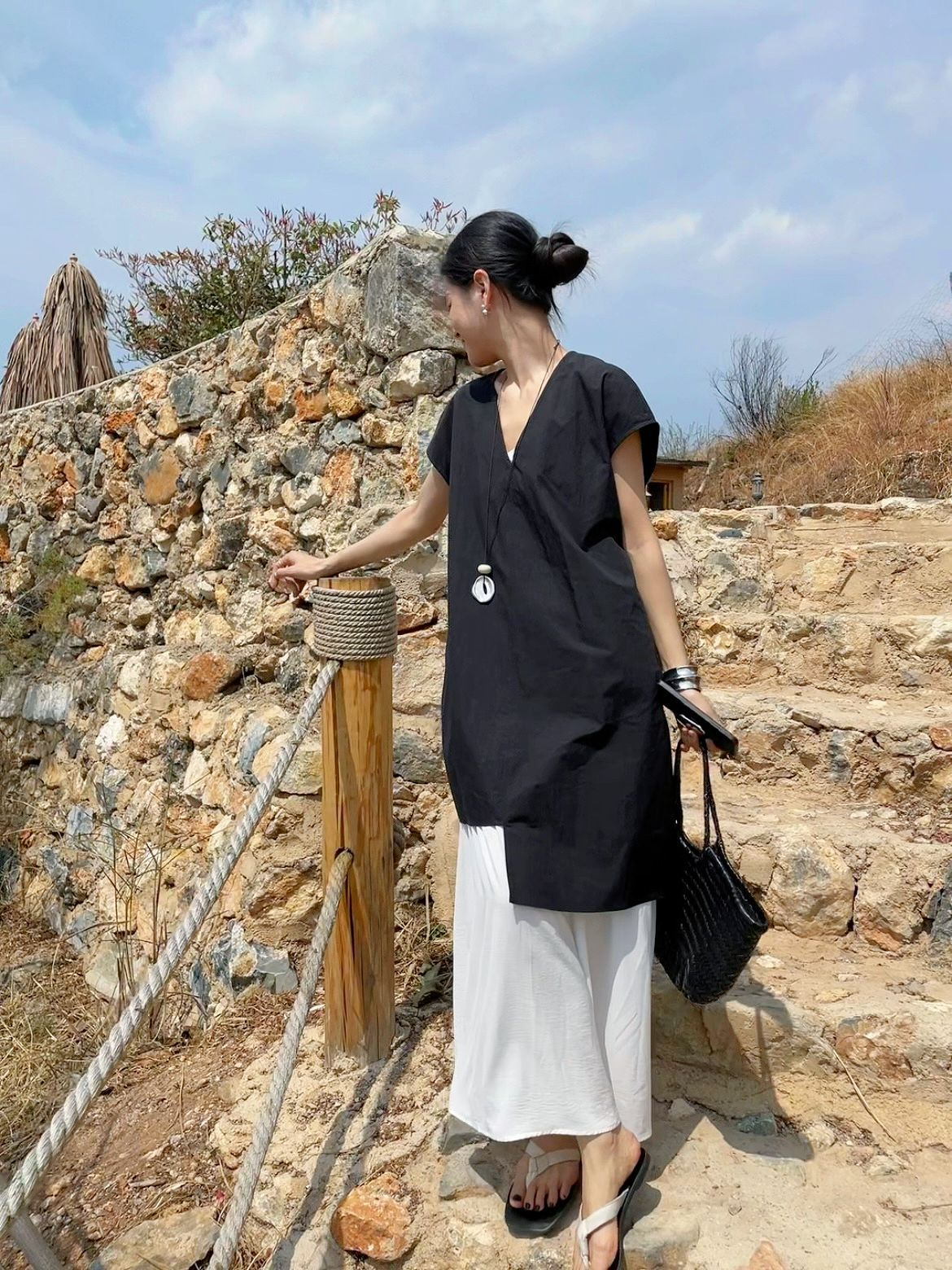 XN16 Simple sleeve loose versatile skirt Korean style niche design