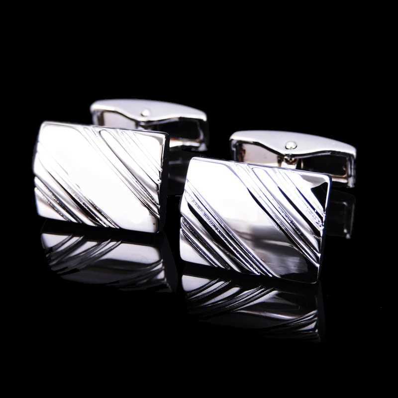 High quality hand polished laser metal cufflinks in gold silver black smooth textured cuffs French mens cufflinksT250412