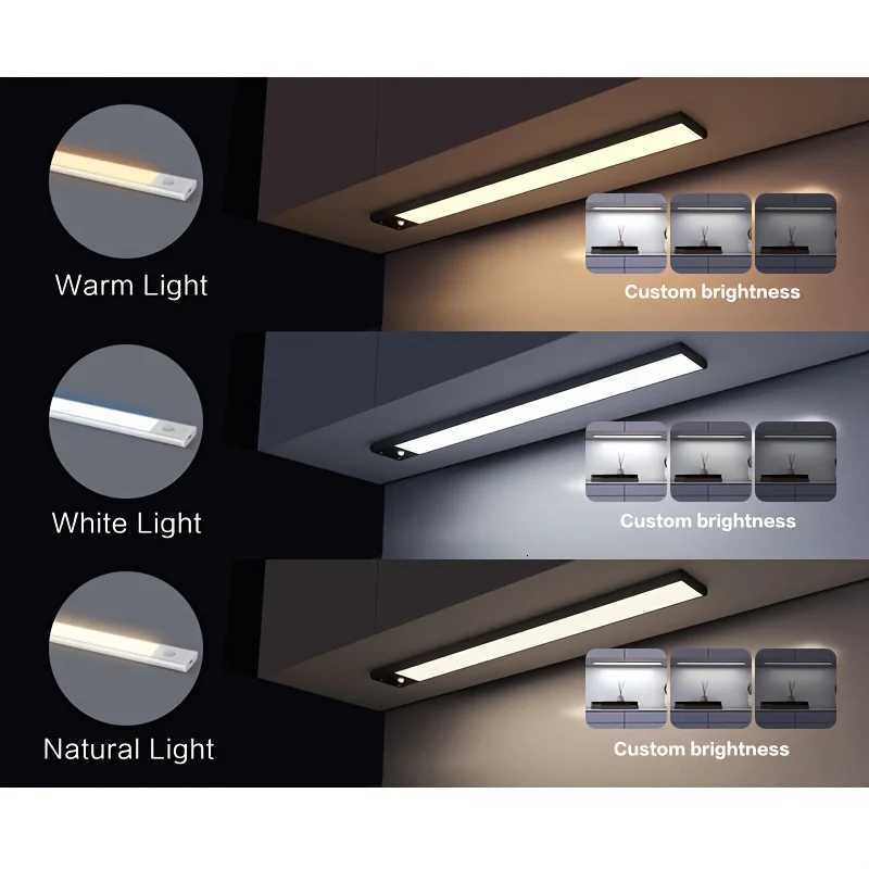 10-50cm LED Motion Sensor Light Night Wireless Lamp USB Battery Rechargeable Wall Under Cabinet For Bedroom Kitchen Lighting W251112