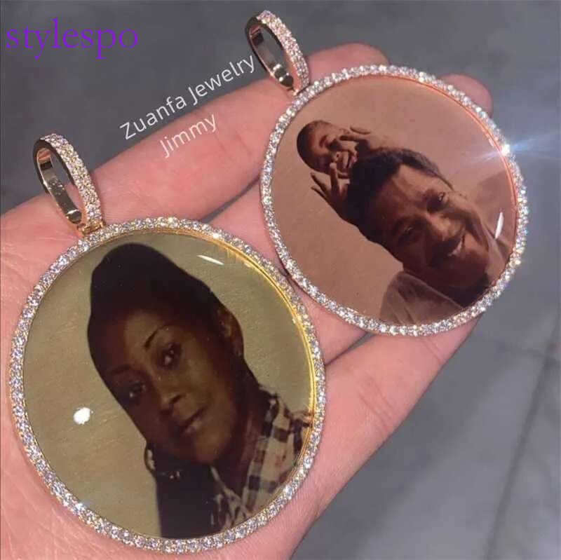 Custom Made Moissanite Sublimation Metal Gold Plated Family Pendent Picture Charm Necklace For PhotoCustom word photos