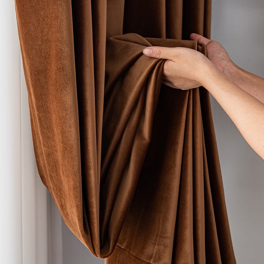T0401 Velvet Curtains Blackout Solid Color Curtains for Living Room Bedroom Dining Custom Size Modem Thicken Nature Vertically Decor Curtain