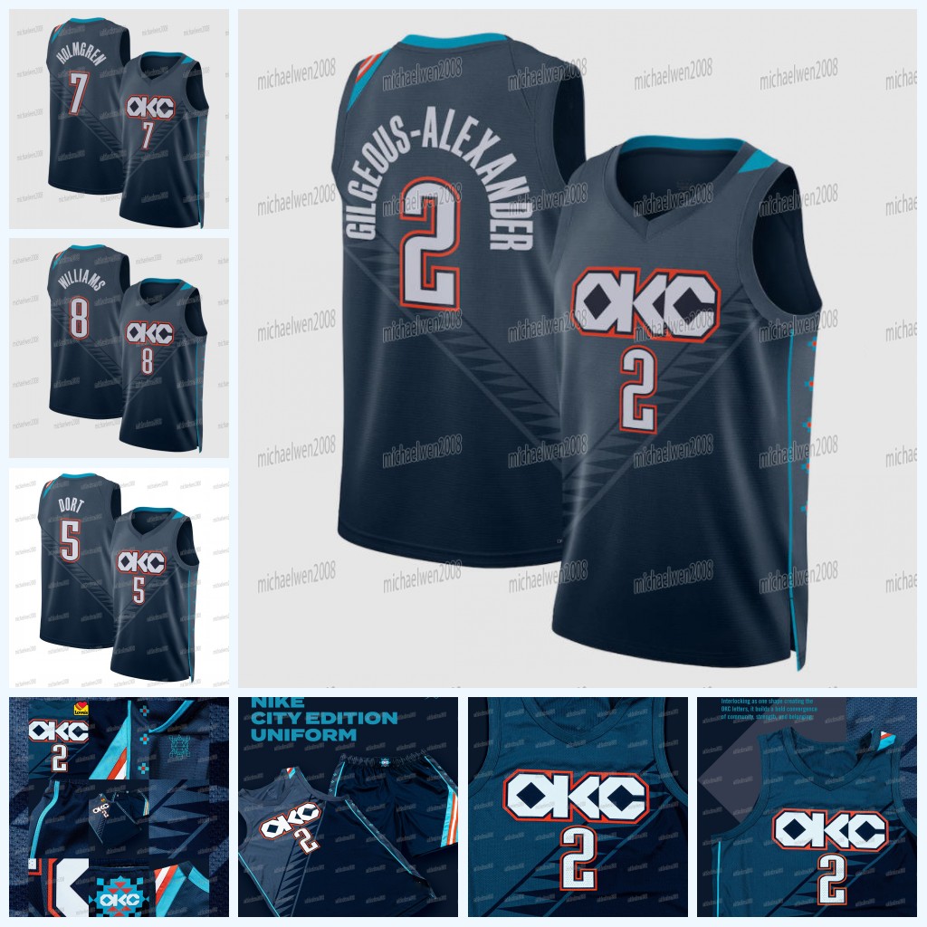 OKC Oklahomas City Thunders 2025-26 City Basketball Jersey Shai Gilgeous-Alexander Chet Holmgren Caruso Luguentz Dort Jalen Williams Flagler CUSTOM YO