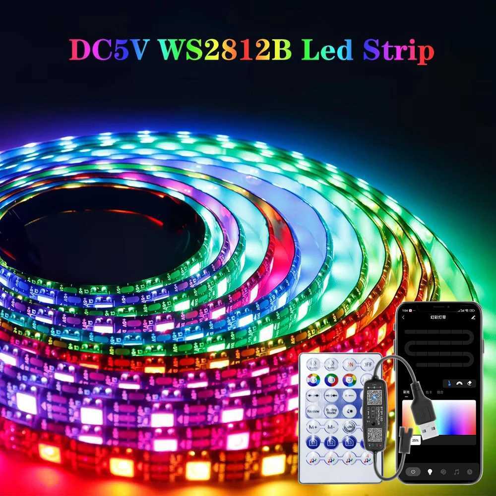 Ws2812B Rgbic Led Strip 5V Usb Bluetooth App Control 1-30M Addressable Led Light Ribbon Lamp Tape For Room Bedroom Tv Backlight W251112