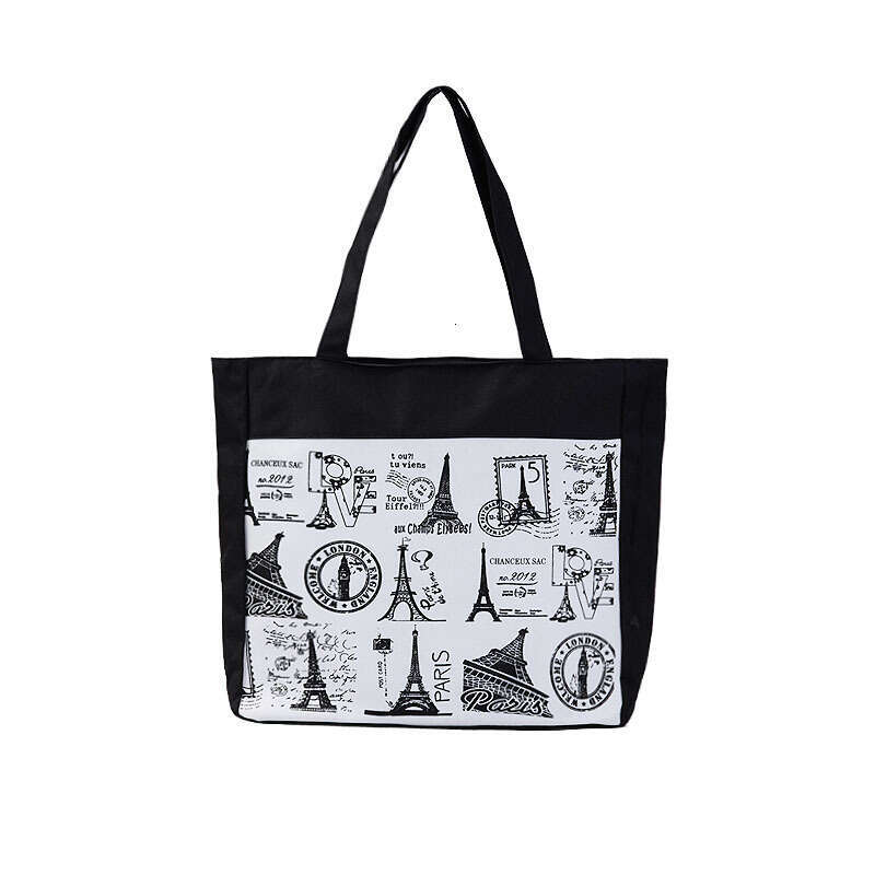 Canvas casual canvas handbag, shopping bag, large capacity women's cartoon tote bag