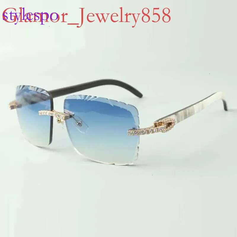 Cutting lens endless dias sunglasses 3524020, natural mixed buffalo horns temples glasses, size: 58-18-140mm