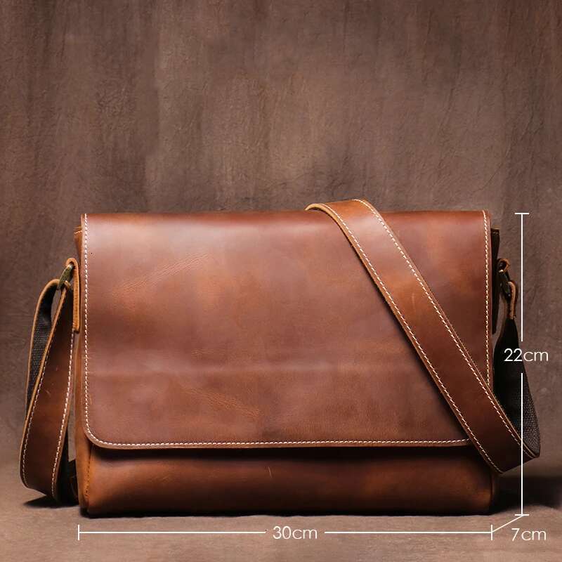 GURO Men's High Quality Genuine Leather Shoulder Vintage Flap Crazy Horse Cowhide Messenger Bag Daily Casual Crossbody Bags