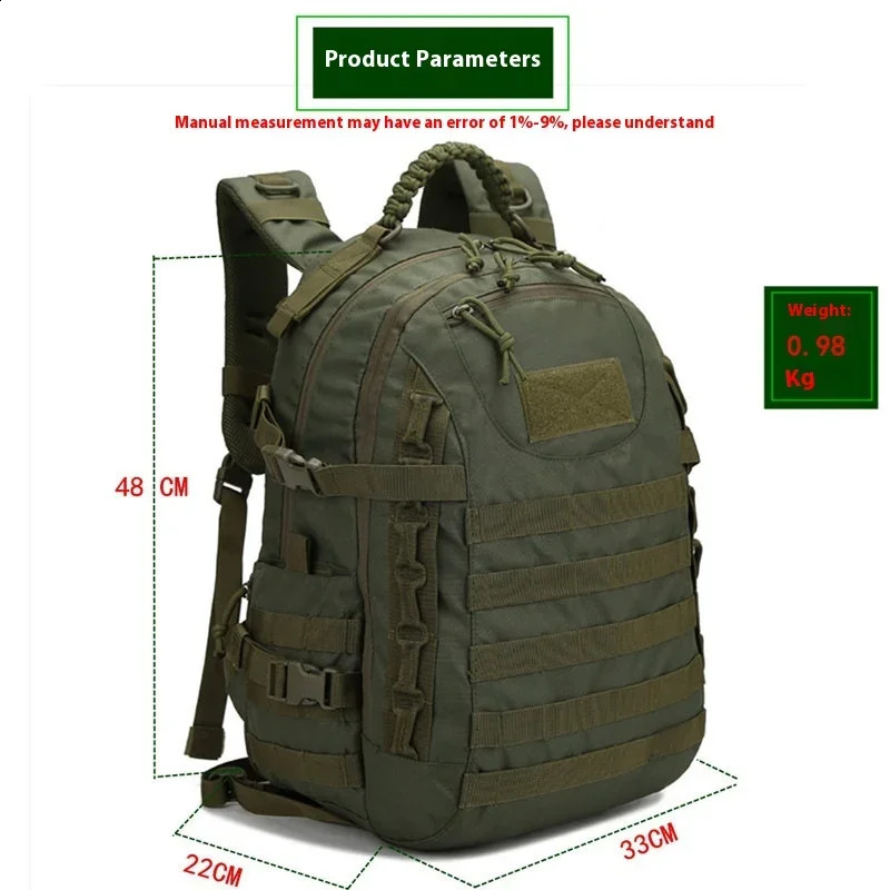 Man Strategic Tactical Backpack Outdoor Waterproof Camping Hunting Trekking Sport Bag Softback Large Capacity Molle 3D Rucksack 250407
